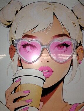 Pink Heart Sunglasses Wall Art Canvas